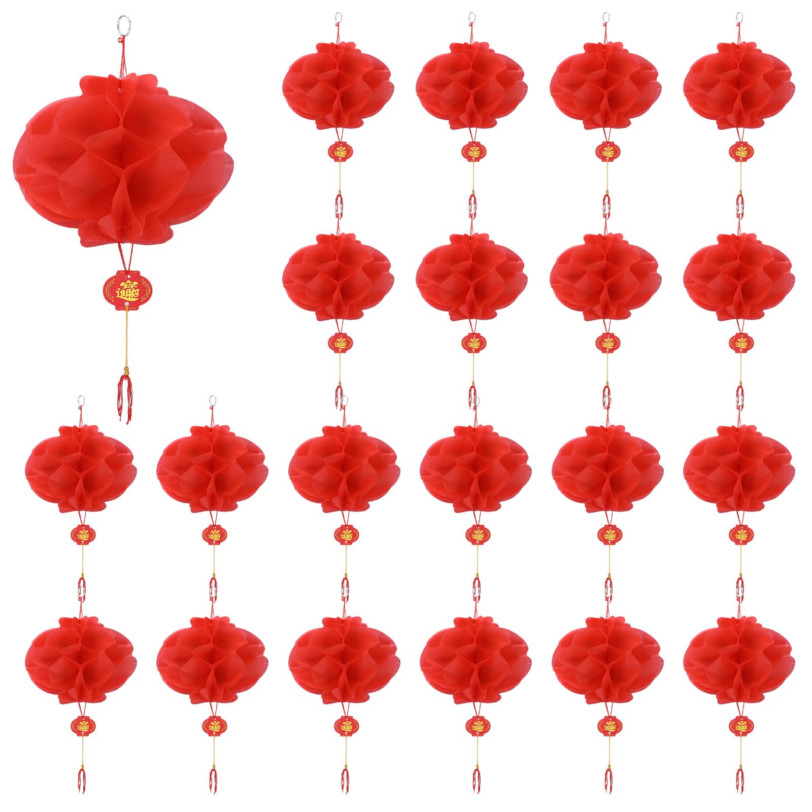20 PCS Chinese New Year Decoration 2025 2026-Chinese Lanterns, Red Foldable Paper Lanterns Are Suitable for Outdoor and Indoor Decorations During the Spring Festival (25cm×19cm)
