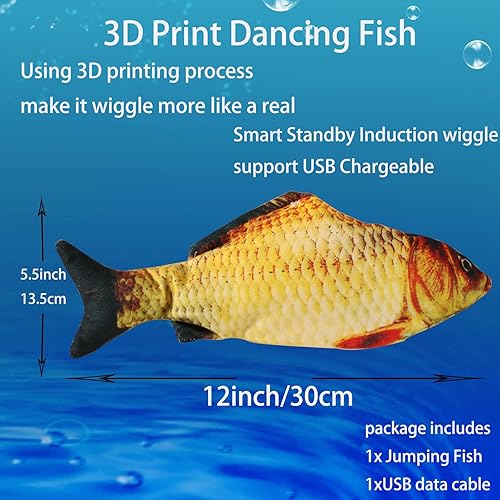 Miniatura 2 de Flopping Fish - Juguete eléctrico para perros en movimiento, juguetes interactivos para mascotas, juguetes para mascotas para ejercicio de perros,