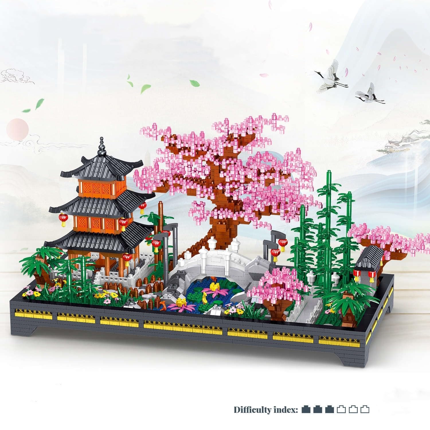 JVAVNE Zen Garden Mini Building Sets, Architecture Cherry Blossom Tree Building Model - Image 3