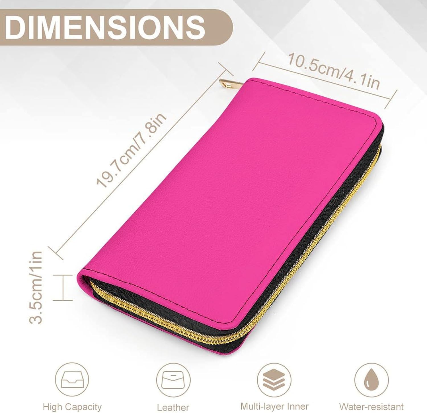 Travel Purse Fashion Design, Huge Storage Capacity Wallet, Cute Decor Wallet, Long PU Zipper Wallet Compatible with Bright Pink - Image 2