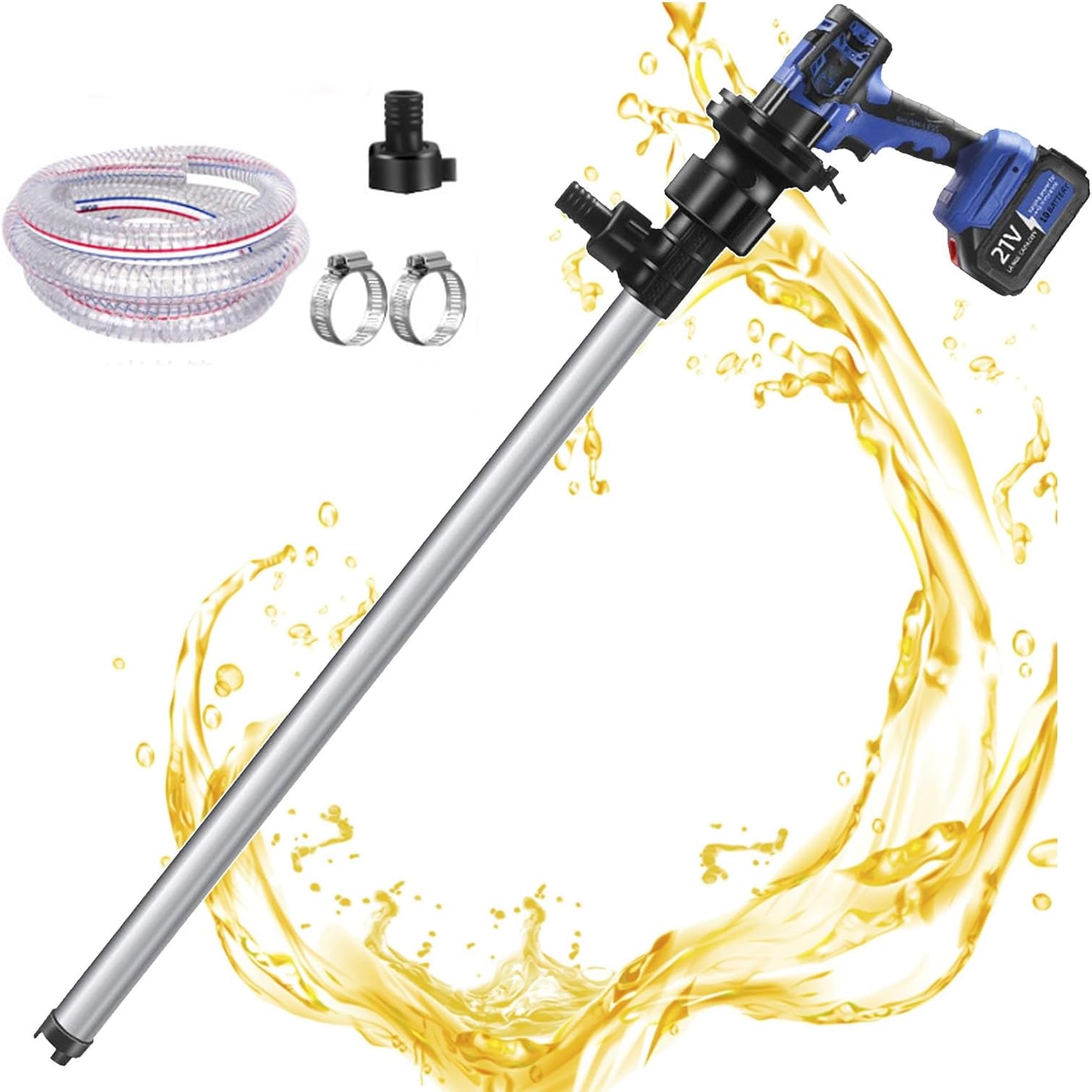 Cordless Electric Drum Pump, High Flow Rate Portable Fuel Transfer, Quick Liquid Handling for Diesel and Non-corrosive Fluids
