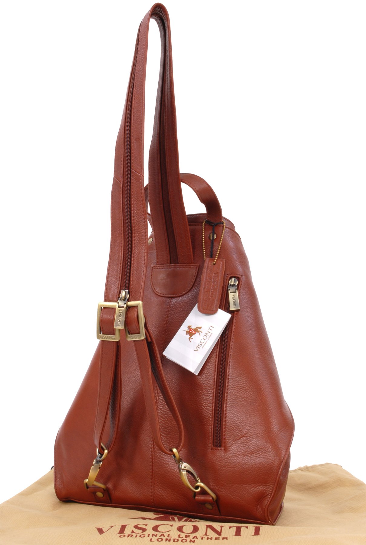 VISCONTI - Bolso Mochila de Mujer - Piel Auténtica - Multibolsillos - Pequeña - Correas Ajustables - Brooke 18258