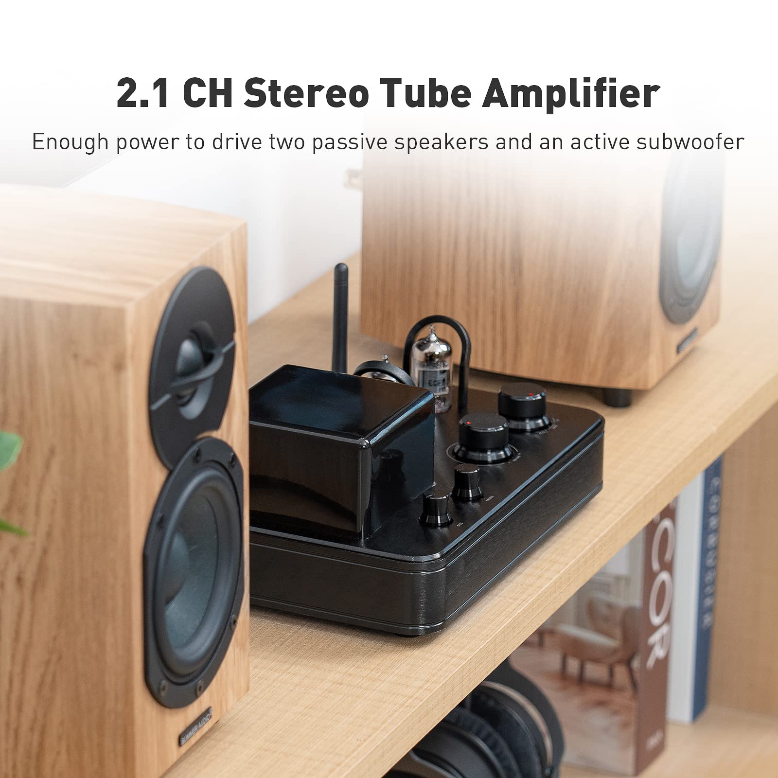 2.1-kanałowy Wzmacniacz Odbiornika Stereo Bluetooth 5.0, Lampowy Wzmacniacz Słuchawkowy AB Hi-Fi Do Domowych Głośników Pasywnych, Wyjście Słuchawkowe Z Wejściem Pomocniczym USB