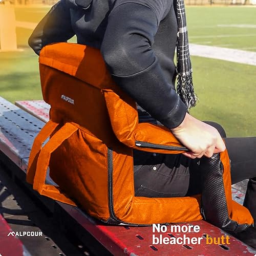 Miniatura 2 de Alpcour Asiento Reclinable para Estadio  Silla Ancha para Gradas con Soporte para la Espalda y Cojín, Reposabrazos, Bolsillos Laterales y Gancho