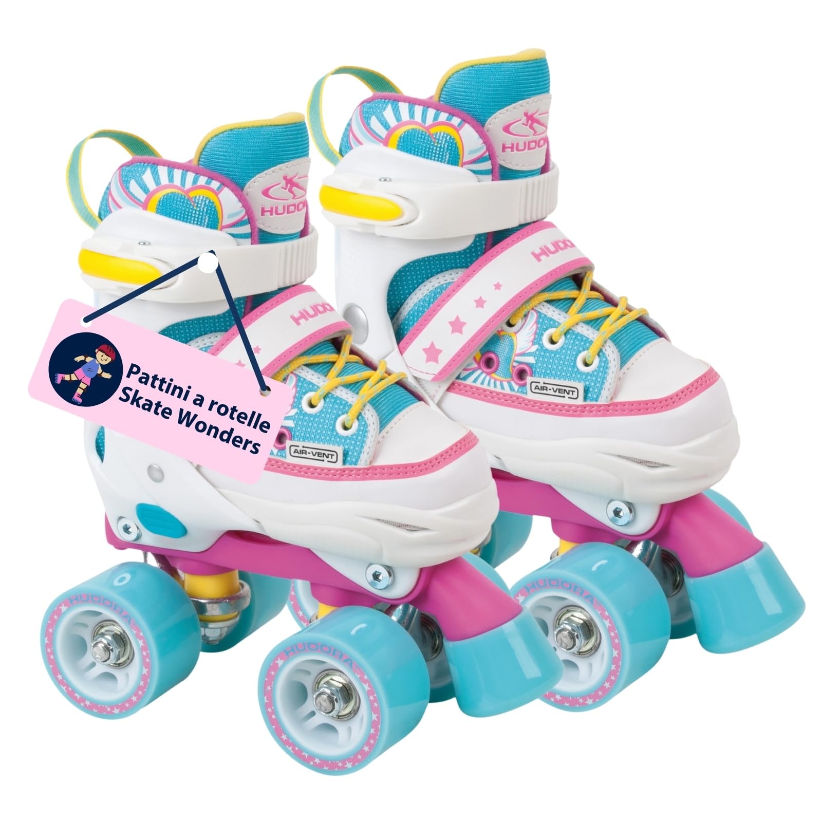 HUDORA Pattini a rotelle Wonders regolabili su 4 misure per bambini fino a 60kg in nylon