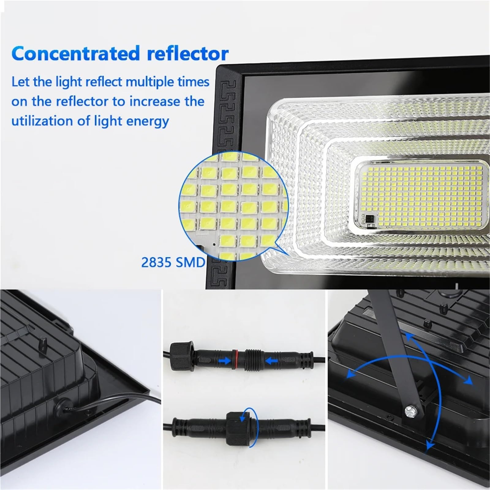 Foco LED para jardín, Foco LED de alto brillo de 500 W, 300 W, 100 W, 50 W, blanco frío, impermeable, for exteriores, farola solar, iluminación de jardín patio, garaje y calle(500W)