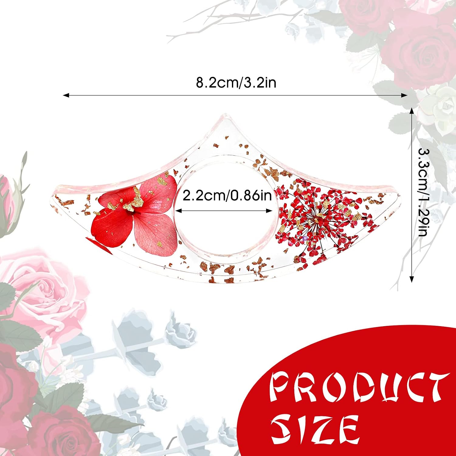 Prasacco 2 Pieces Book Page Holder, Dried Flower Book Holders for Reading Thumb Ring Page Holder Flower Bookmark Reading Accessories for Readers Books Lovers Bookworm Bookmarks (3 PCS Style 2) image 2