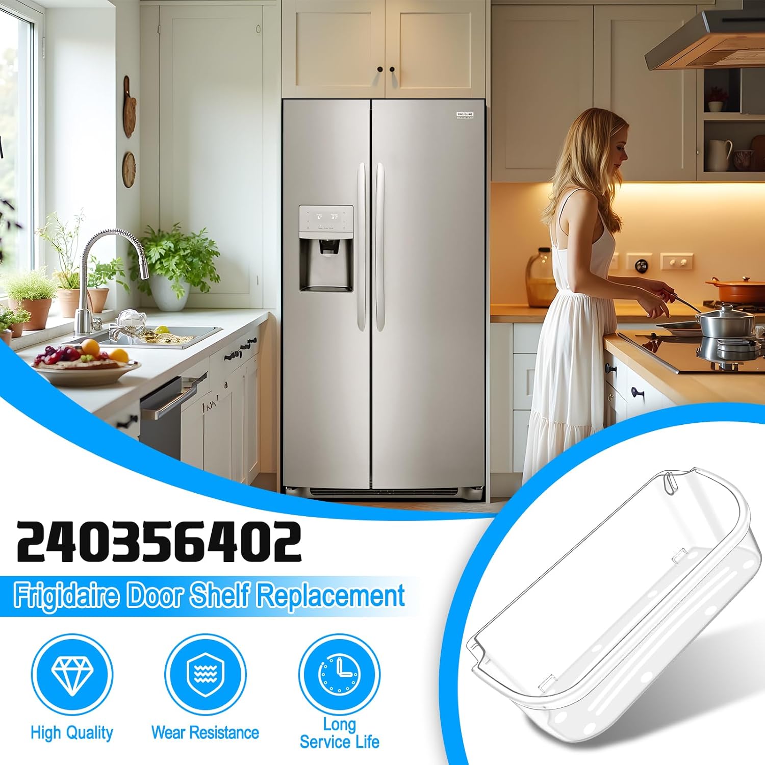 UPGRADED 240356402 Refrigerator Door Bin Compatible with Frigidaire Door Shelf Replacement Frigidaire Gallery Door Shelf Refrigerator Shelves FGHS2631PF4A FFSS2615TS0 LFSS2612TF0 LFSS2612TE0 Door Bin