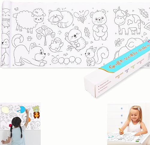 Rollo de dibujo para niños, rollo de papel para colorear para niños, rollos de papel de dibujo adhesivo para niños pequeños, regalo de Navidad,
