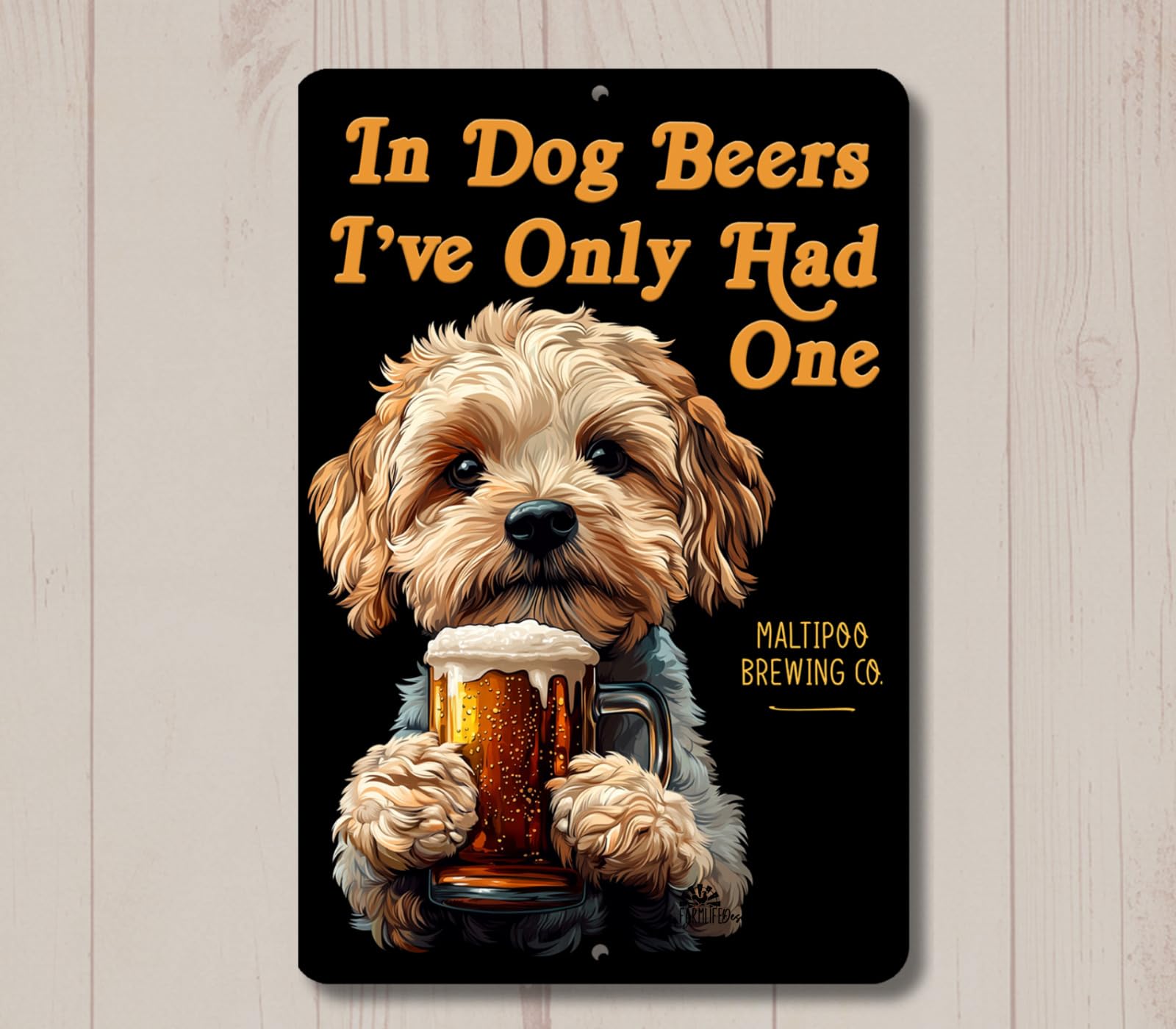 Maltipoo In Dog Beers sign man cave beer bar pub decor funny metal tin wall art home decor