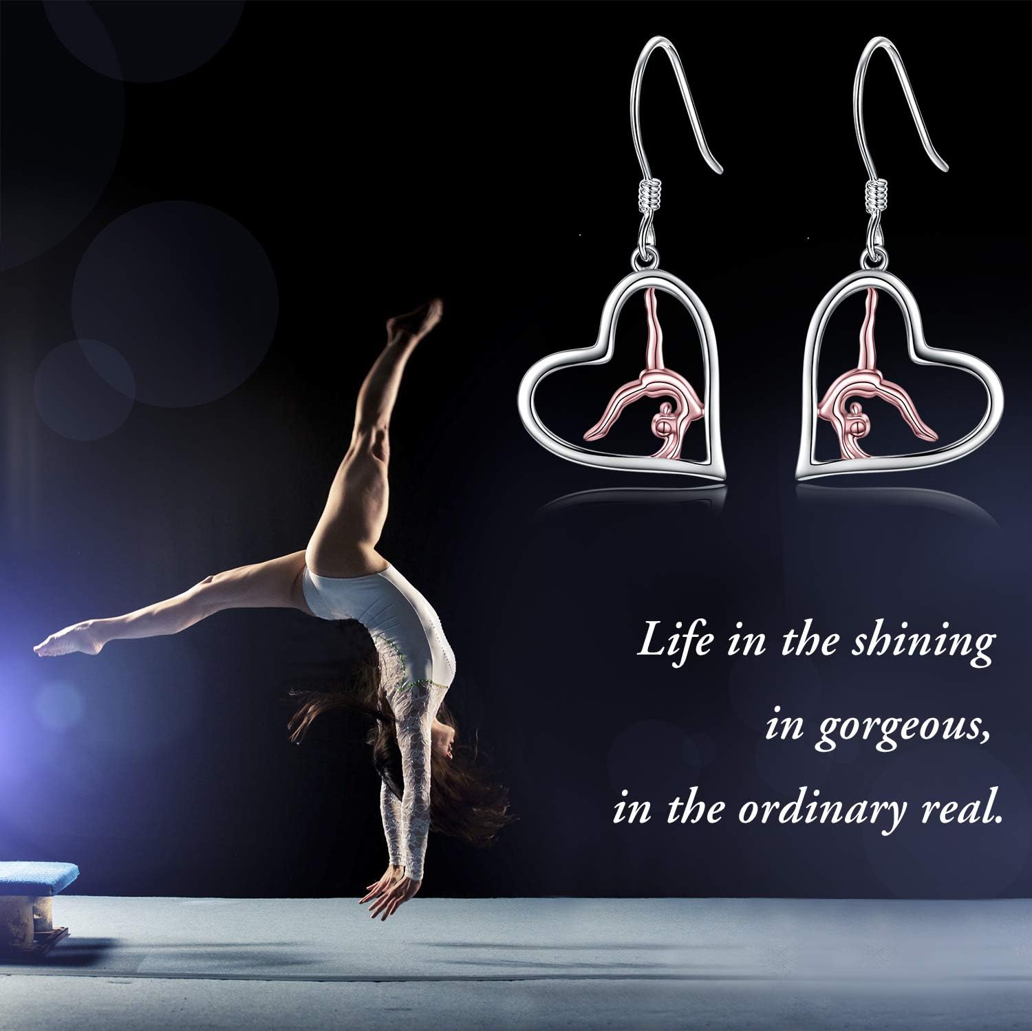 Silver Gymnastics Dangle Earrings Rose Gold Flipping Gymnasts Earrings Gymnast Jewelry Gifts For Women