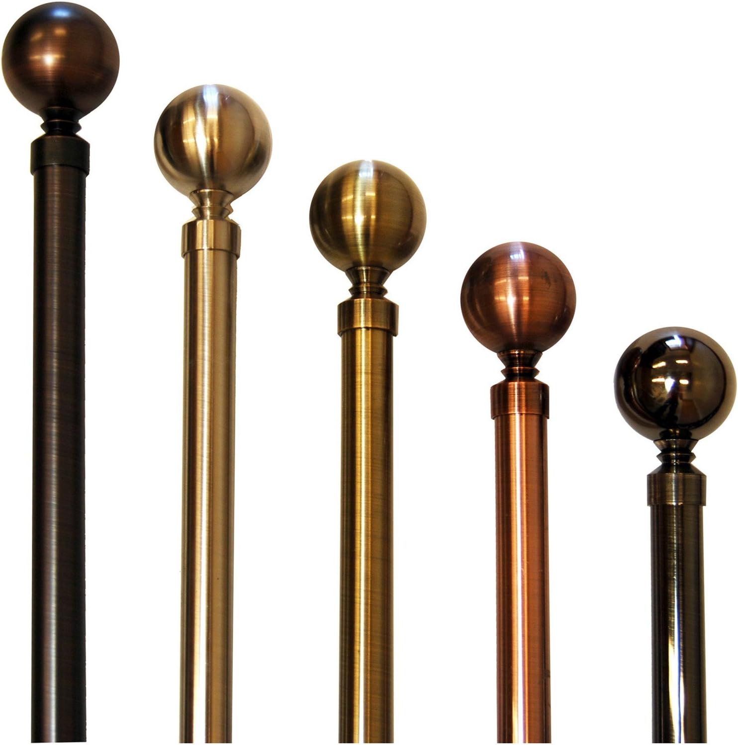 Lexington Ball Curtain Rod and Hardware Set Size: 28-48" W, Finish: Pewter