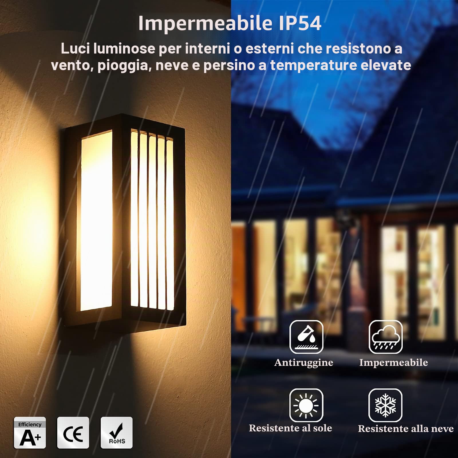 HLFVLITE Lampada da Parete per esterni, su e giù per Applique da Parete Esterno / Interno Moderna in Alluminio, Impermeabile IP54, Nero Opaco