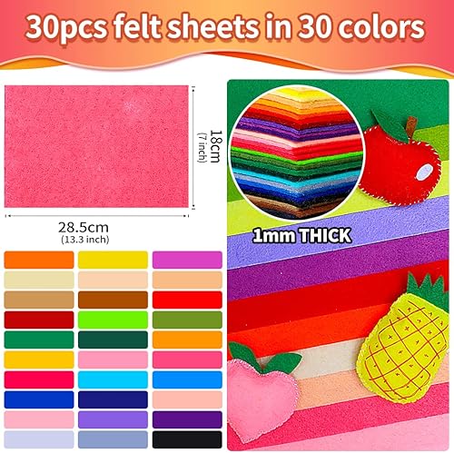 Vista 27 de IOOLEEM Hojas de fieltro negro, 30 piezas precortadas de 7 x 11.3 pulgadas (tamaño cercano a A4) para manualidades, costura