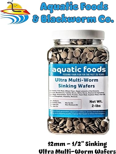 Miniatura 2 de Aquatic Foods Inc. Obleas pequeñas ultra multigusano de 12 pulgada para peces de fondo, camarones, caracoles, cangrejos, cangrejos de río, todos los