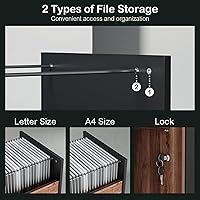 Vista 4 de Escritorio de pie de 67 pulgadas con 2 archivadores, ACUSB, escritorio de 1.18 pulgadas, escritorio eléctrico de pie ajustable en altura