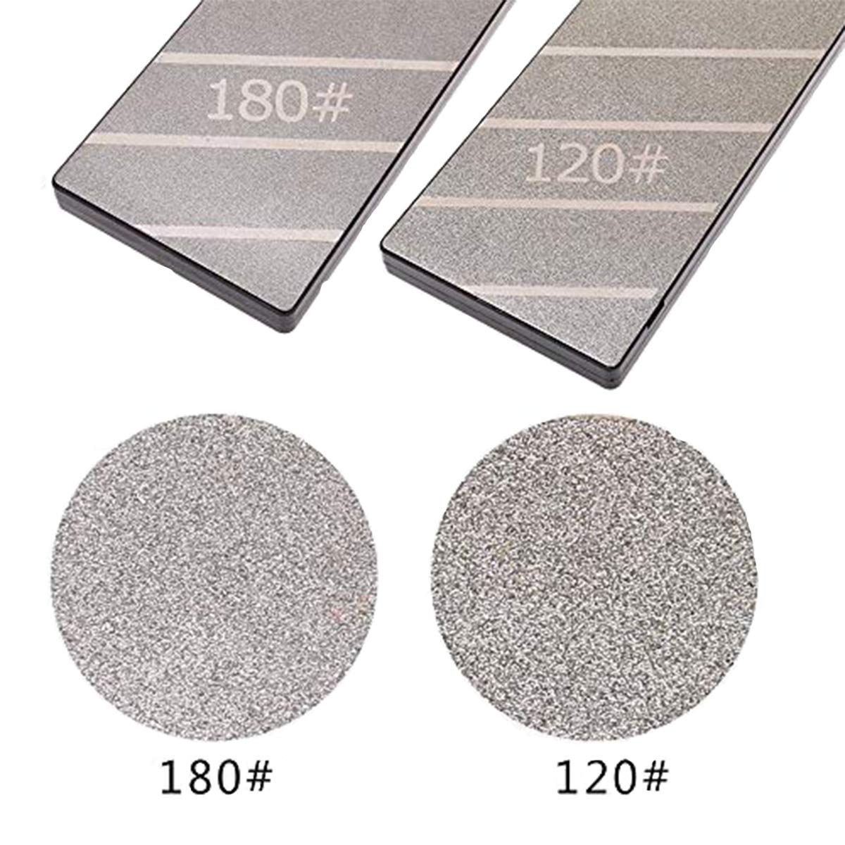 Plaque de rodage de pierre à aplatir en diamant Double face (120 et 180) Plaque d'affûtage de diamant de grain Fixation d'aplatisseur de pierre 254 × 79 × 15 mm