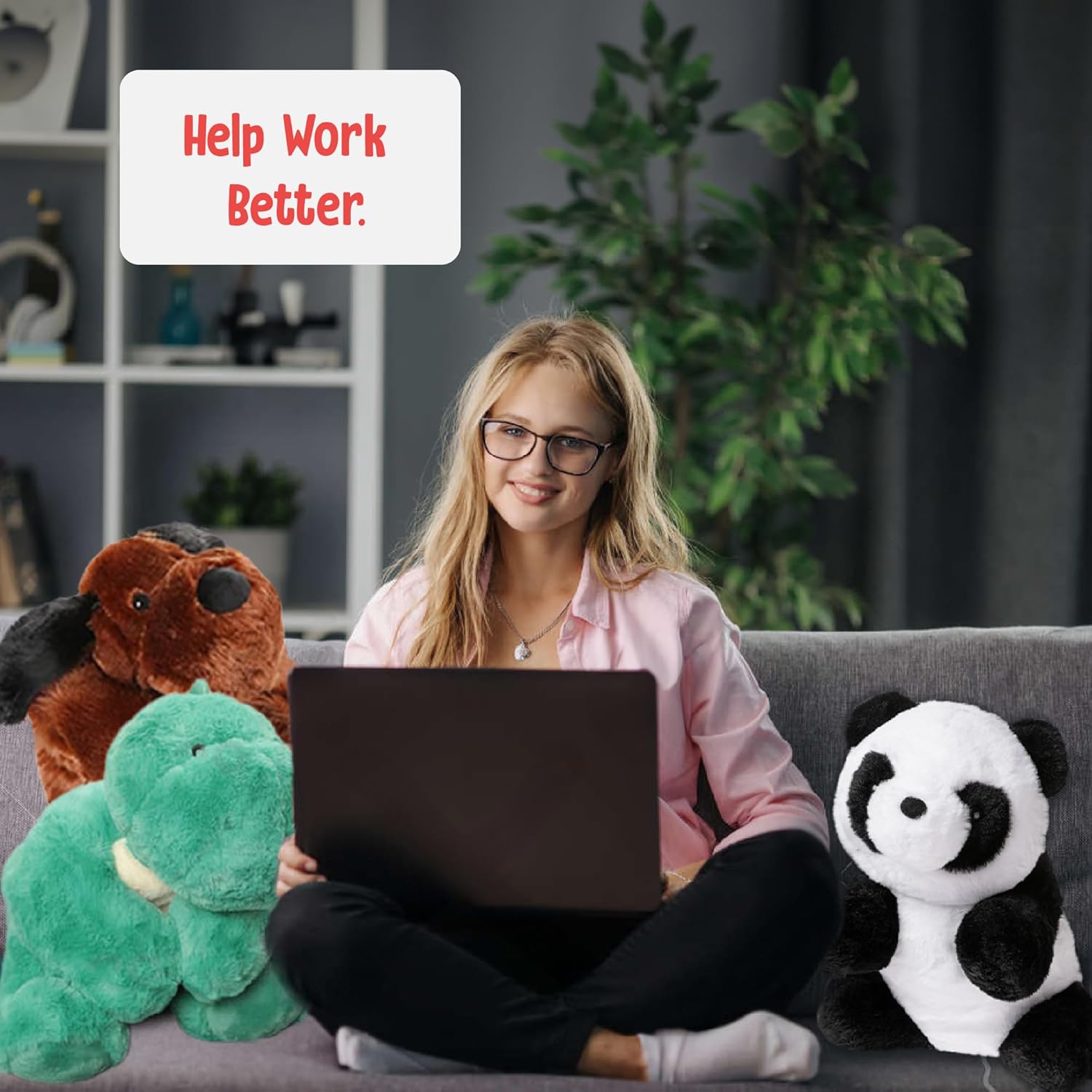 Cuddle Buds 5lbs Weighted Dinosaur Stuffed Animal for Sensory Needs, 20'' Plush Dino, Weighted Stuffed Animals for Adults, Soft Dinosaur Toy