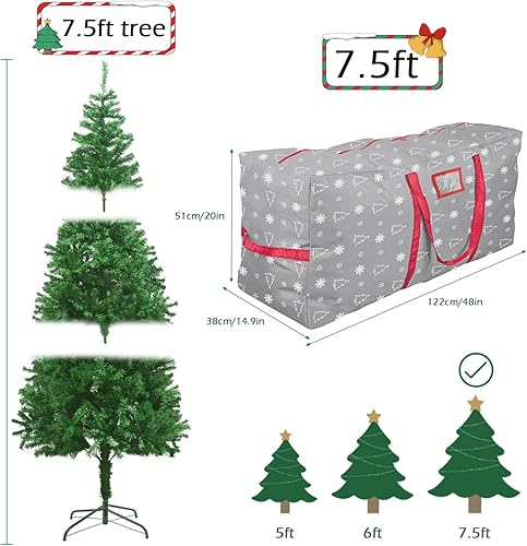 Miniatura 2 de YiYa Bolsa de almacenamiento para árbol de Navidad para árbol artificial de 7.5 pies, bolsa grande para árbol de Navidad con asas, tela Oxford 600D,