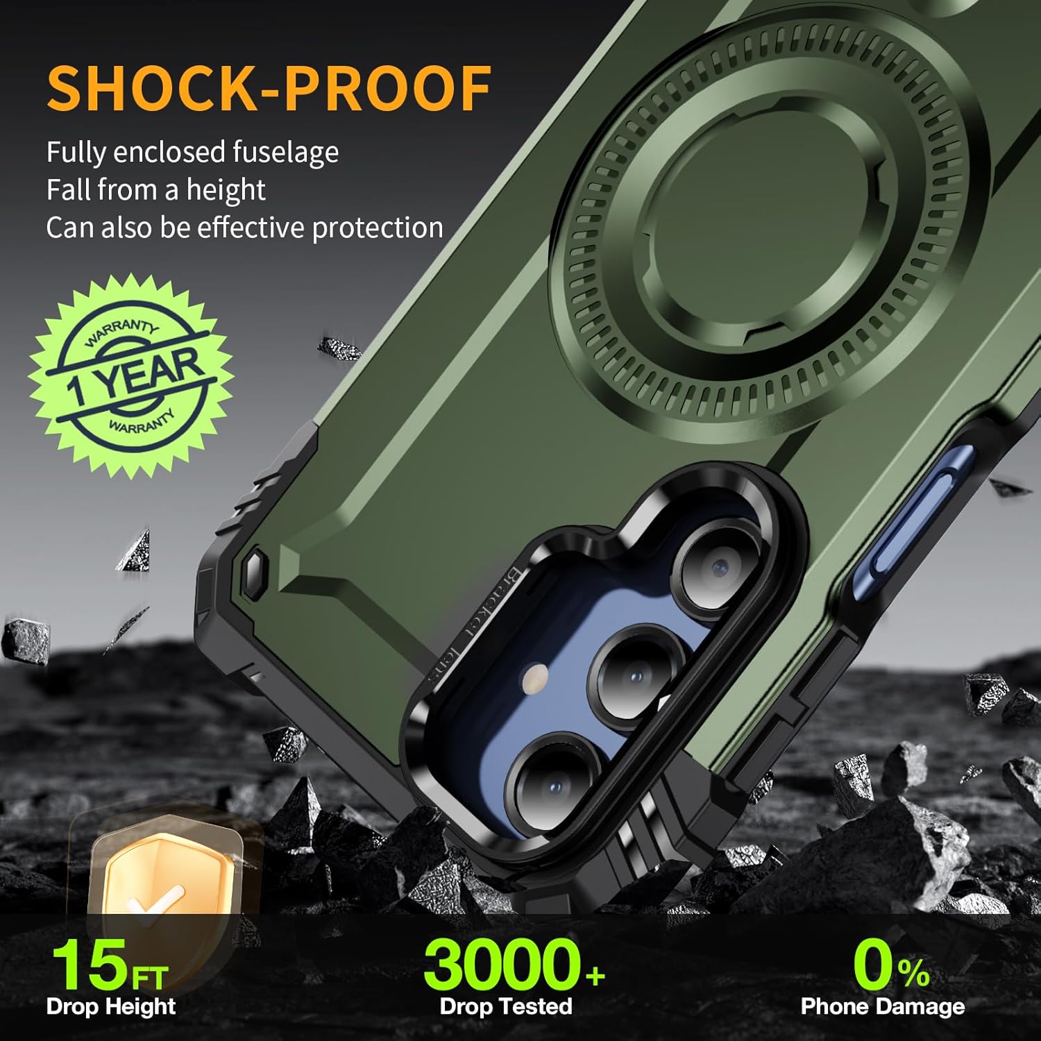 for Samsung Galaxy A16 5G Phone Case [Compatible with Magsafe] [15 FT Military Grade Drop Protection] with Screen Protector & Lens Protector Heavy-Duty Shockproof Case for Galaxy A16(J Army Green)