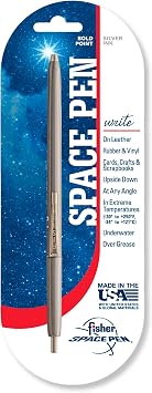 Fisher Space Pen Silver Ink Space Pen, Pressurized Ballpoint Pen, Writes Upside Down and in Extreme Temperatures, Silver Metallic Ink, Bold Point, Made in the USA, 2 Pack
