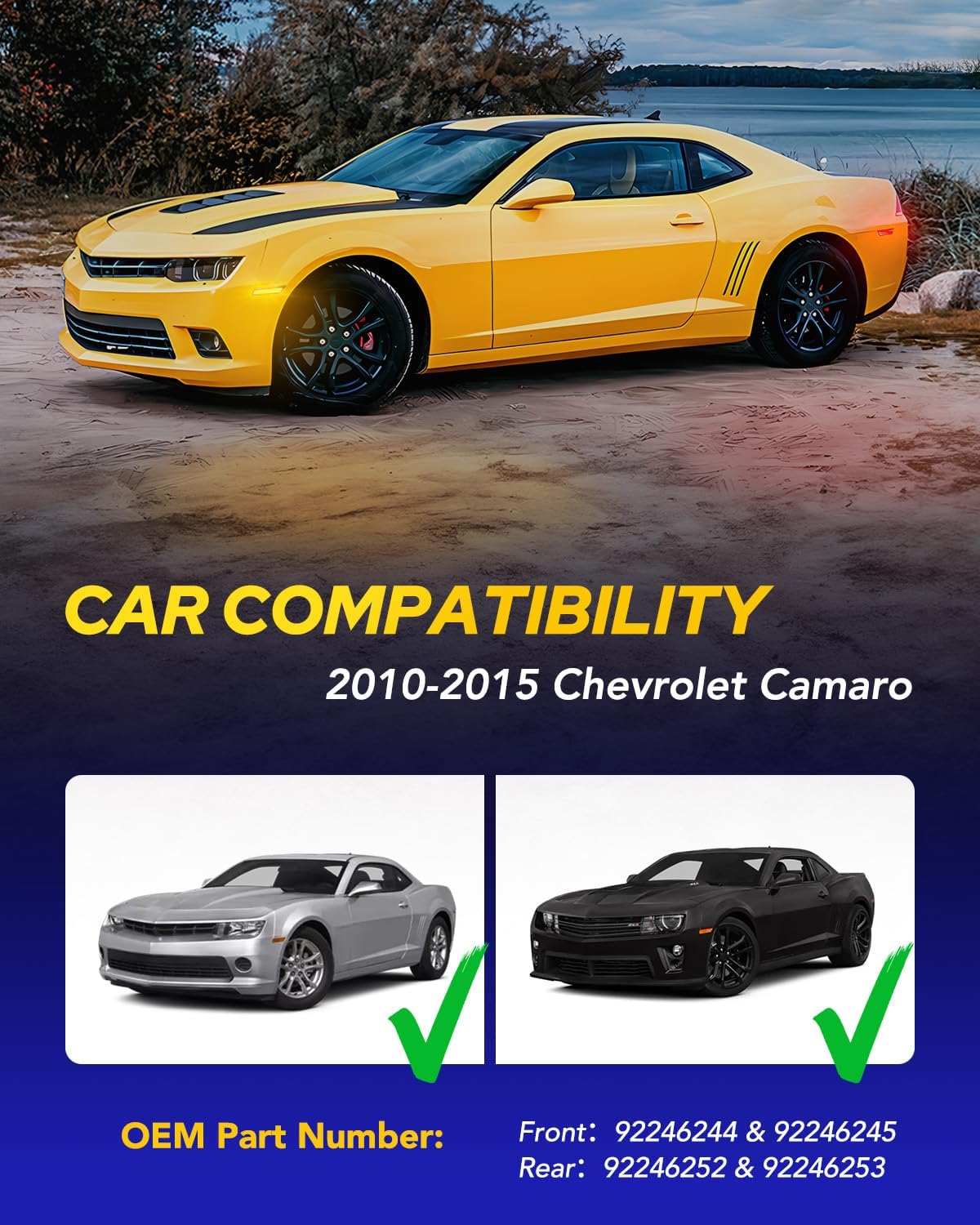 AUTOONE LED Side Marker Lights Red & Yellow Compatible With 5th Gen Chevy Camaro 2010-2015, Front & Rear Fender Side Markers, Turn Signal Amber & Brake Light Red, 4PCS