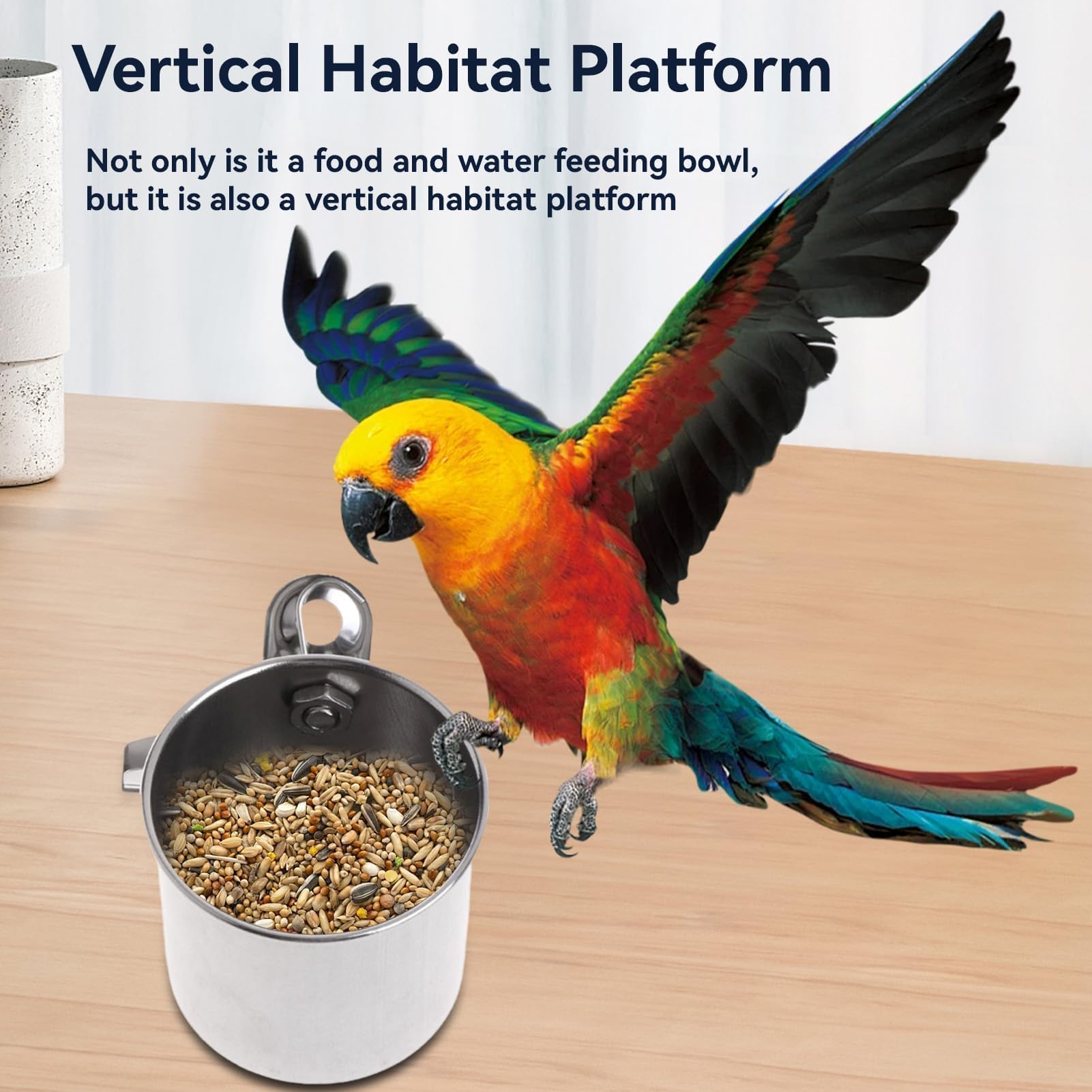 Stainless Steel Bird Feeder Bowls, Parrot Feeding Cups Bird Perch Chinchilla Food Bowl with Clip and Parrots Cage Stand Stainless Bird Cups Single - image 6