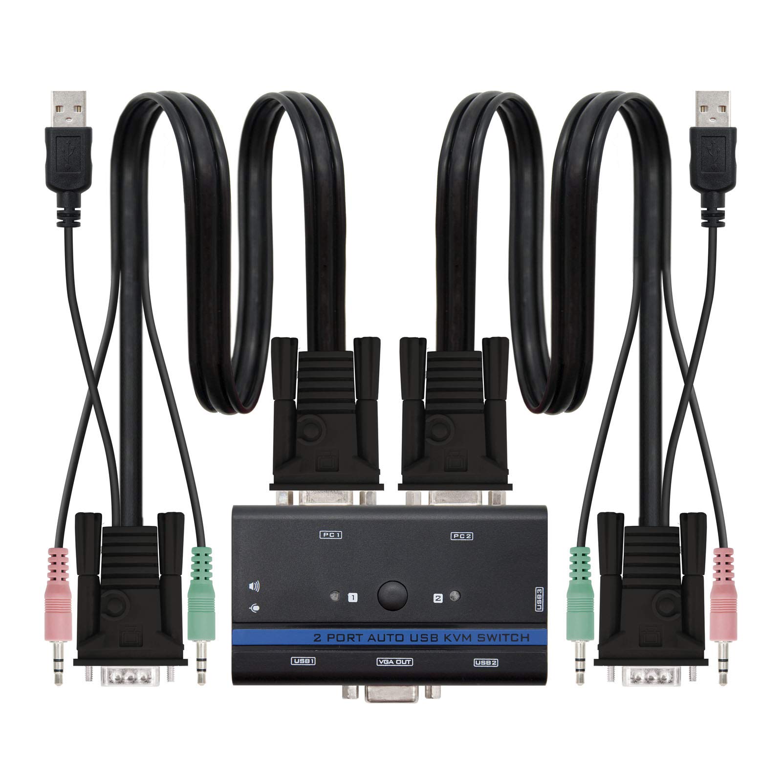KVM Switch Nanocable 10.12.0001/ PC - CPU: 2 VGA + 2 USB + 4 JACK 3.5 / CONSOLA: 2 USB + VGA + 2 JACK 2.5/ 1.4m