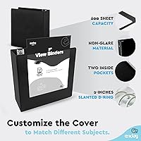 Vista 3 de Carpeta de 3 pulgadas con 3 anillas, color negro, con anillas inclinadas en D de 3 pulgadas, cubierta transparente con 2 bolsillos interiores