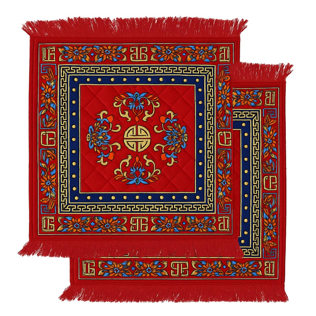 JETHIYA Red Velvet Pooja Aasan for Mandir – Soft & Comfortable Prayer Mat for Meditation & Worship | Standard 24x24 inch (Set of 2 Combo, Square)-image-7