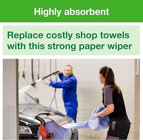 Miniatura 4 de Tork Limpiaparabrisas de papel industrial resistente azul W1, rollo gigante, 450304