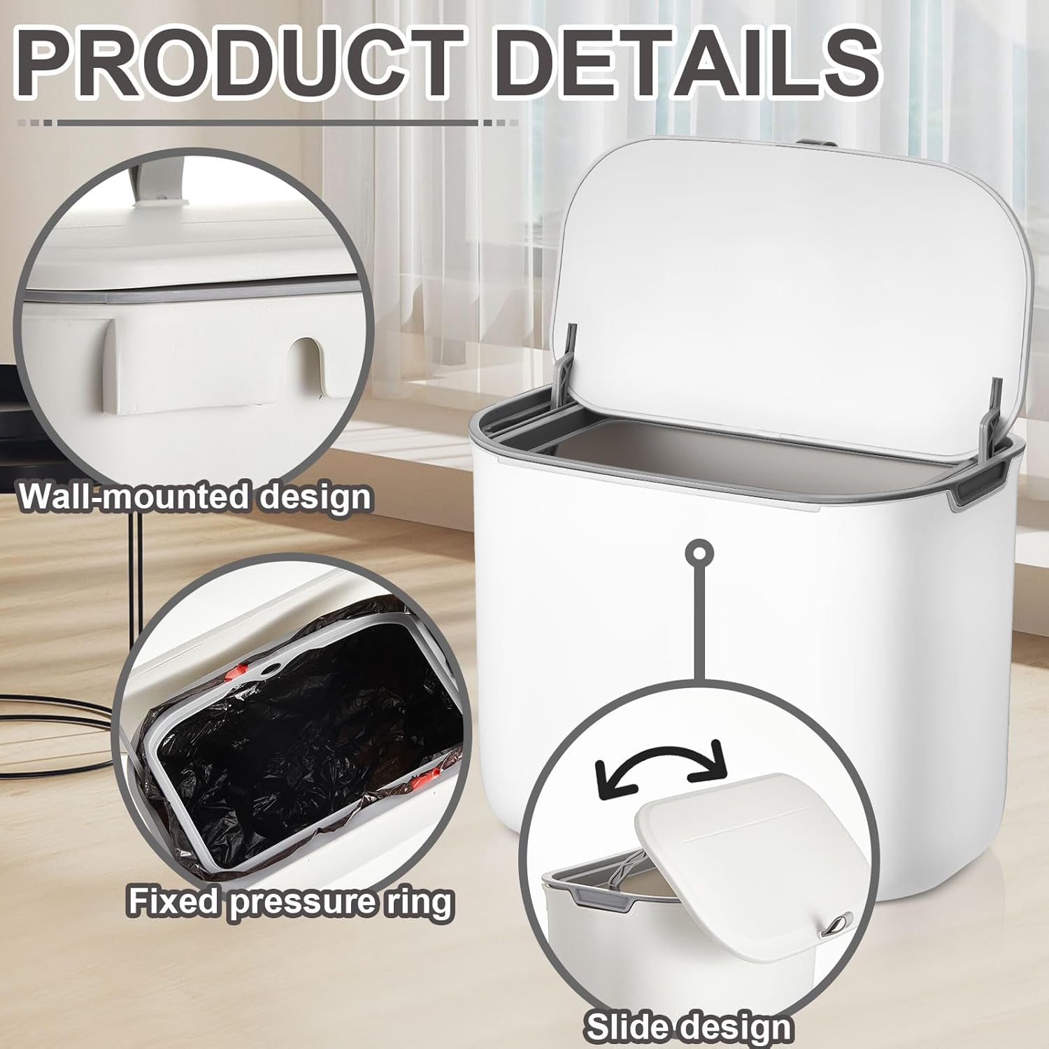 Tioncy 2 Pcs Sanitary Napkin Receptacle Plastic Wall Mounted Tampon Disposal Bin with Lid Feminine Hygiene Disposal Container for Bathroom Restroom Home Office