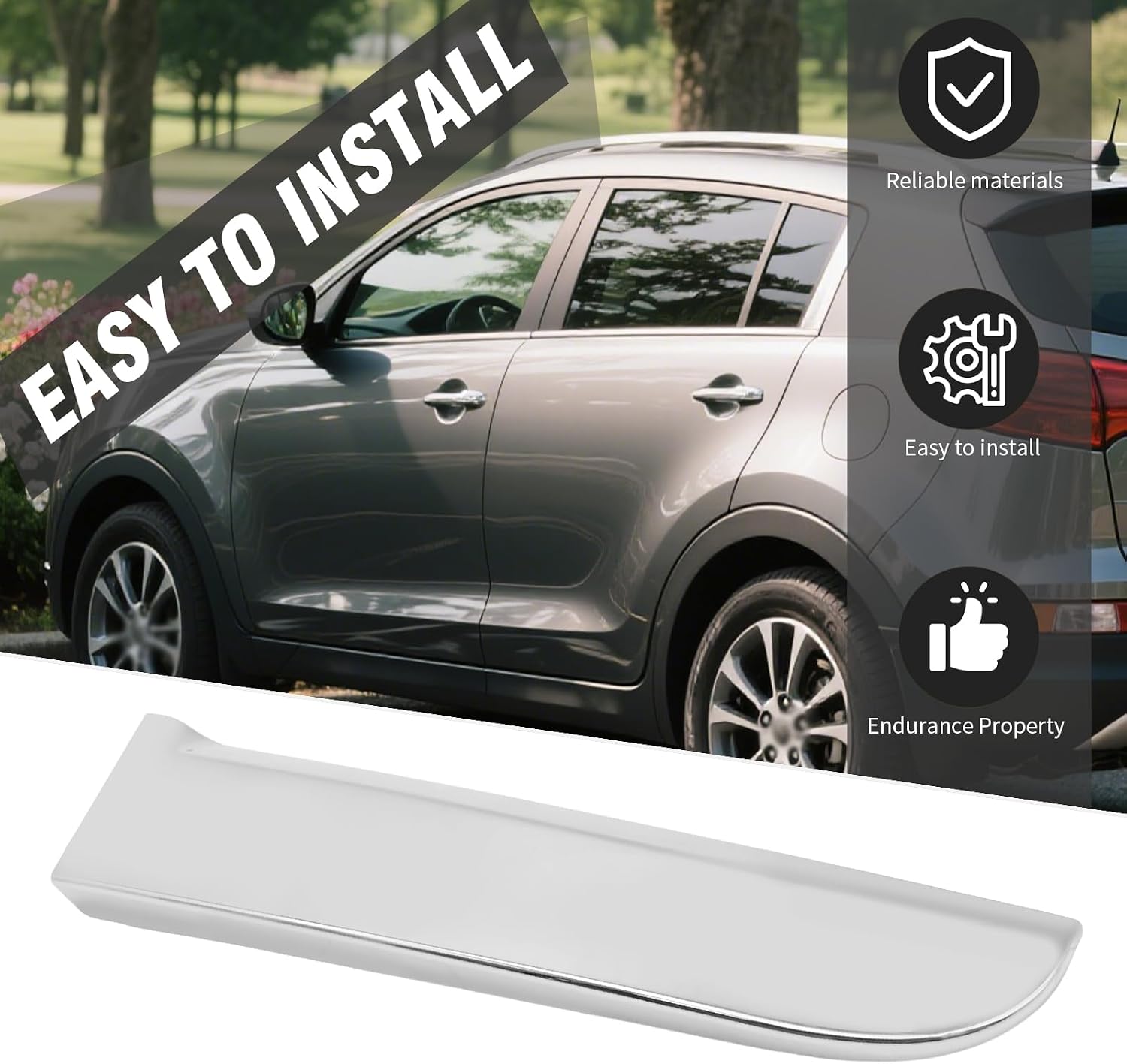83270-3W010 Rear Left Door C Pillar Garnish Molding (Chrome) Replacement for Kia Sportage 2011-2016- Driver Side Door Trim, Replaces 83270-3W010