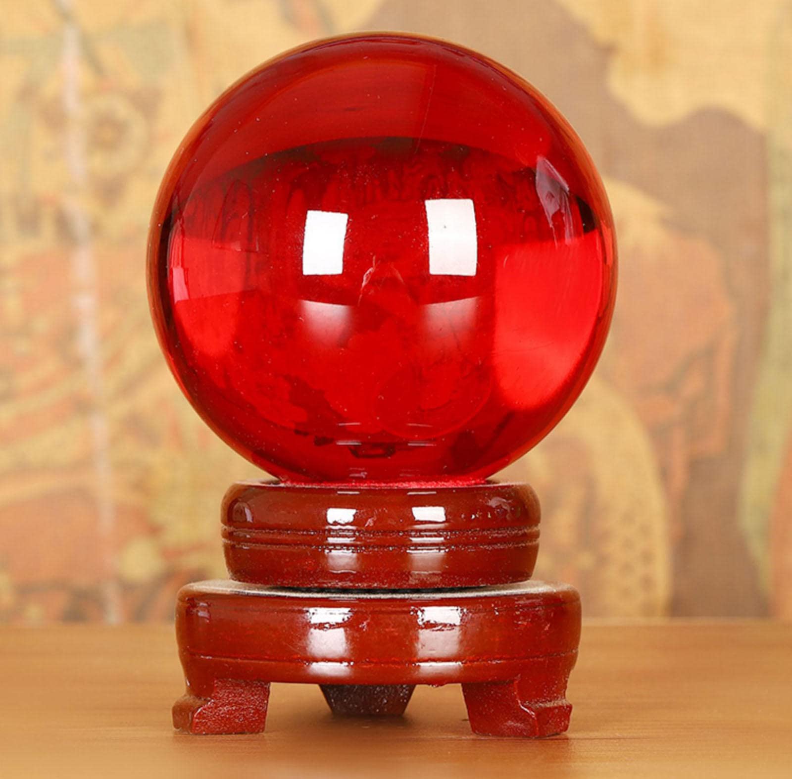 Adornos de Bolas de Cristal Rojo Cinabrio Feng Shui Adornos de Escritorio Sala de Estar Oficina Estudio Cristales y Piedras Preciosas