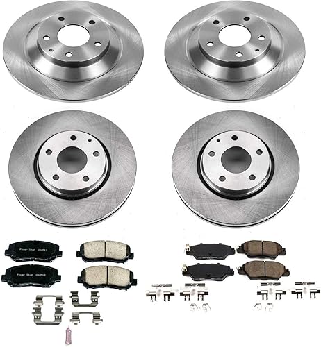 Miniatura 2 de Power Stop KOE7609 Kit de freno de repuesto automático delantero y trasero con rotores de freno y pastillas de freno de cerámica para Mazda CX-5
