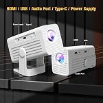 Mini Portable Smart Movie Projector, 4K Supported with 260 ANSI, WiFi Bluetooth Android 11 Built-in Apps, Auto Keystone Short Throw, for Bedroom, Camping and Outdoor Use