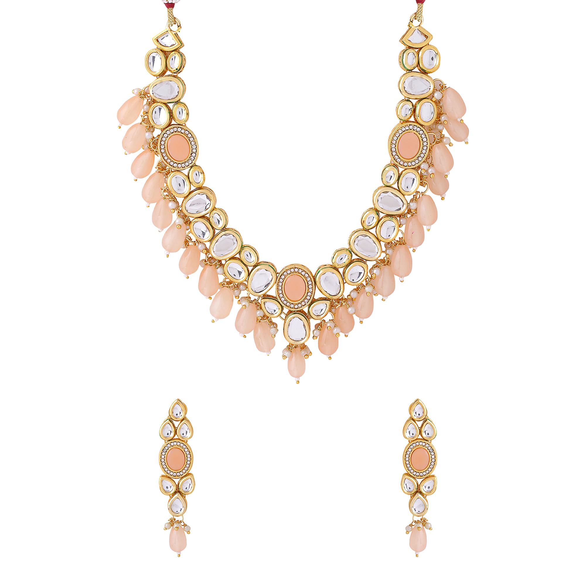Yellow Chimes Jewellery Set for Women and Girls Traditional Peach Beads Necklace Set for Women | Gold Plated Choker Necklace Set | Birthday Gift for girls & women Anniversary Gift for Wife (B0CL4BKD81) Amazon Price History, Amazon Price Tracker