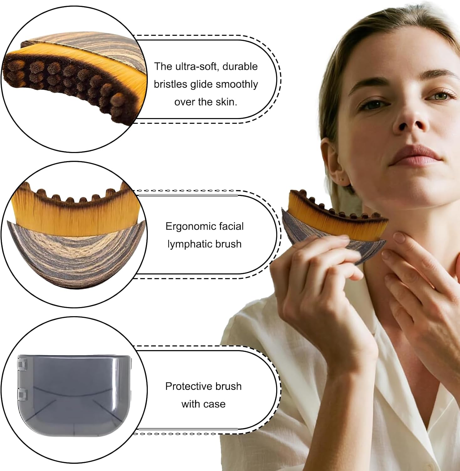 Lymphatic Contour face Brush,Lymphatic face Brush,gua sha Brush,face brus for Lymphatic Drainage,with Durable Soft Bristles, Hypoallergenic Ergonomic Facial Cleansing Brush for Sculpting