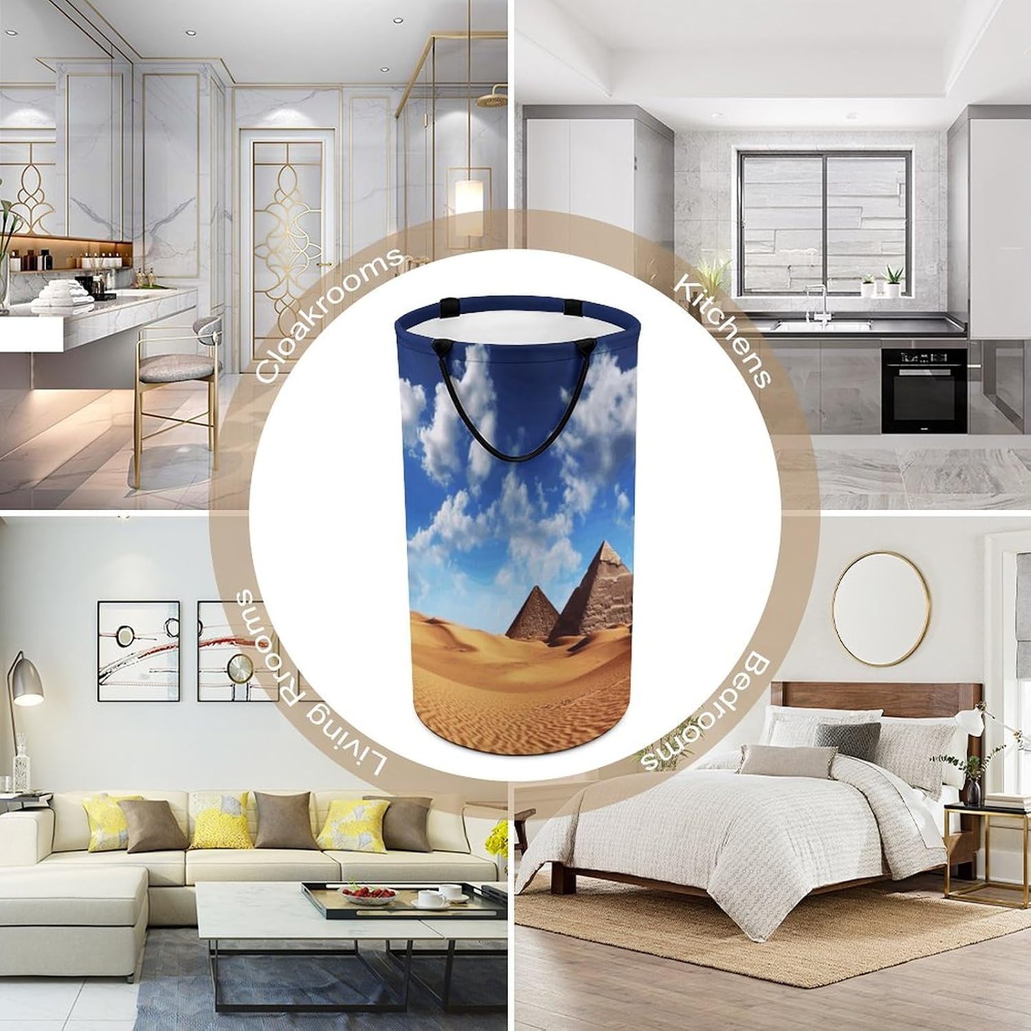 Large Laundry Hamper with Handles Desert Sky Laundry Basket Freestanding Waterproof Clothes Hamper for Living Room Bedroom Bathroom College Dorm