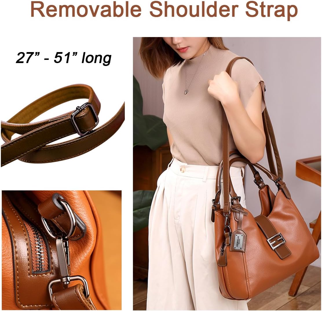 Handbags and Purses for Women Vegan Leather Tote Bag with Zipper Compartments Womens Shoulder Crossbody Satchel Bags
