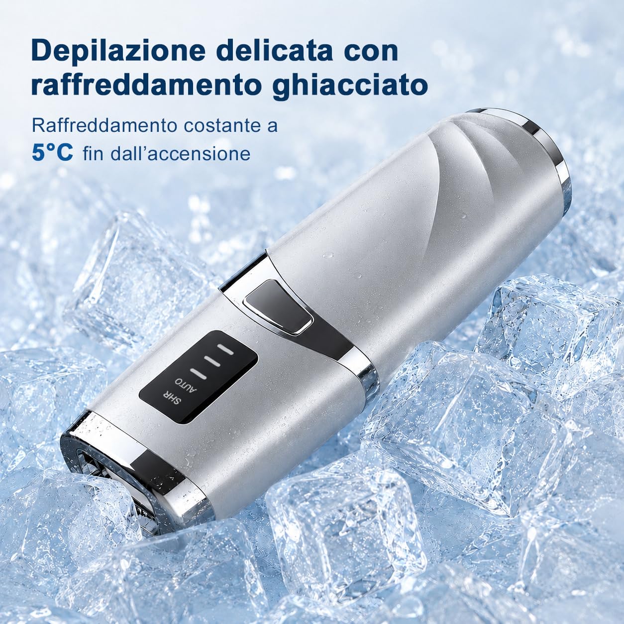 Epilatore IPL Luce Pulsata, con Raffreddamento Ghiacciato, 3 Livelli Energia 2 Modalità, Depilazione Definitiva per Viso Corpo Donna Uomo, per Adatto, Viso, Gambe, Braccia