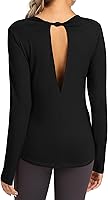 Vista 5 de Bestisun Camisetas de manga larga para entrenamiento, sin espalda, ropa deportiva para mujer
