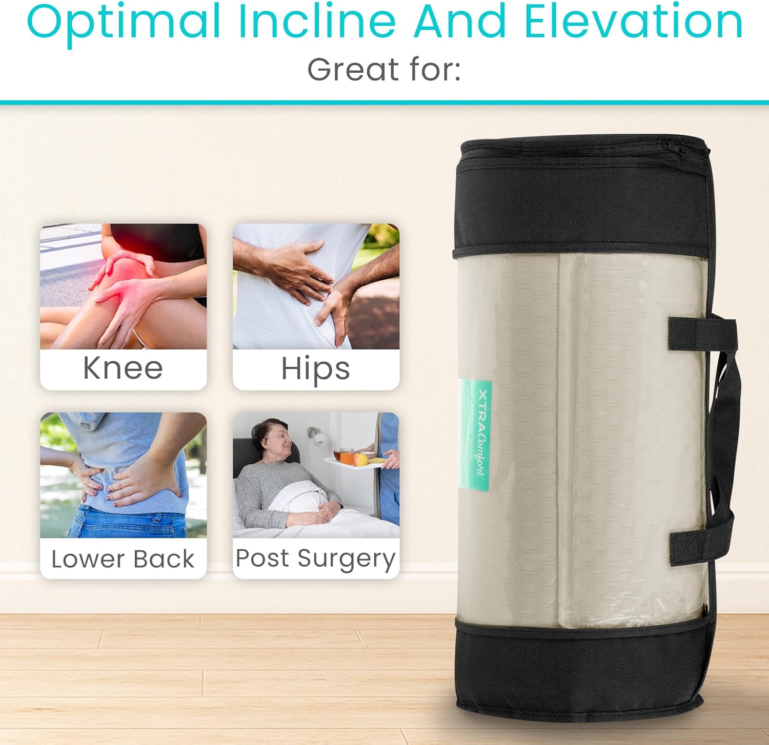 Leg Elevation Pillow for Sleeping, Swelling, Post Surgery - Memory Foam Bed Wedge Pillow- Support Cushion for Pregnancy, Leg, Foot Rest