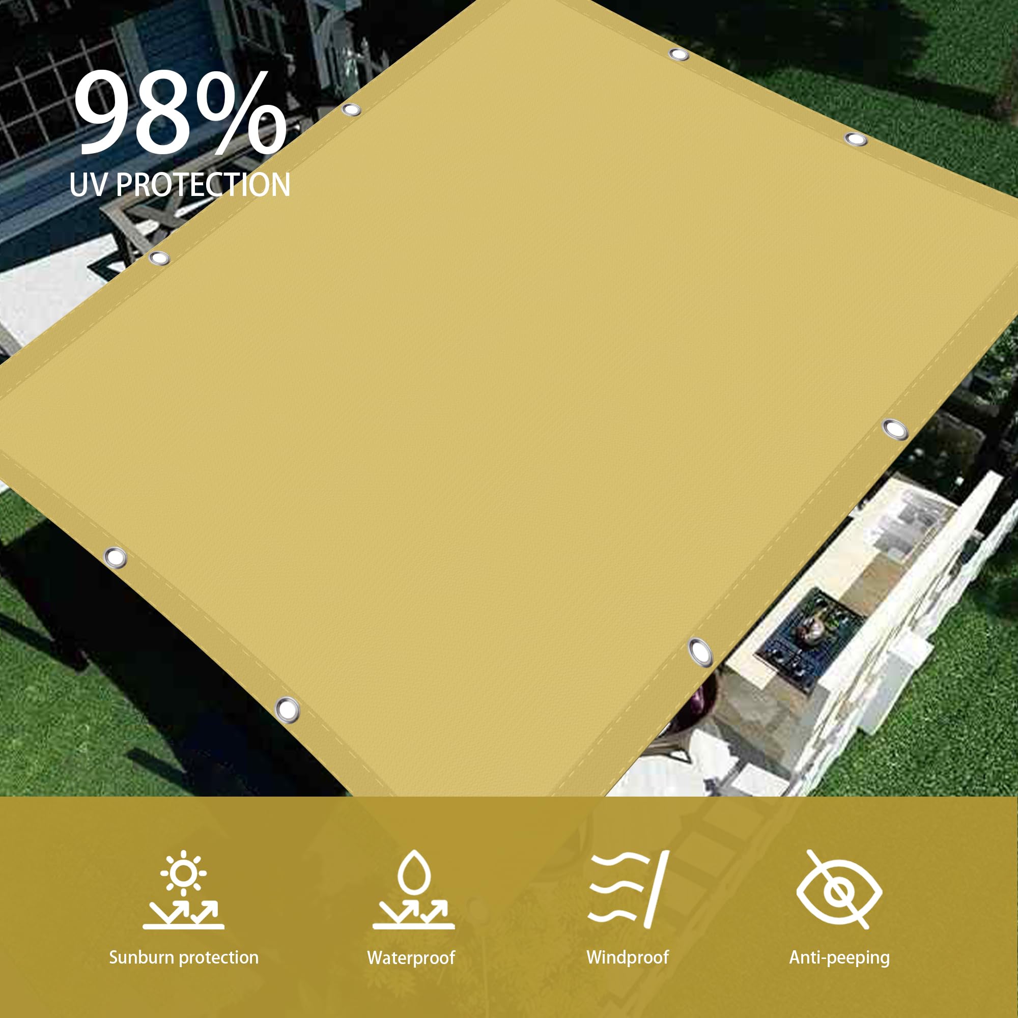 Wodoodporny Żagiel Ogrodowy 120 x 290 cm Ekran Prywatności, Siatka Cieniująca, Żagle Słoneczne Pod Kątem Prostym Z Linami Montażowymi Dla Patio Garden Backyard, Kolor ciemnoszary