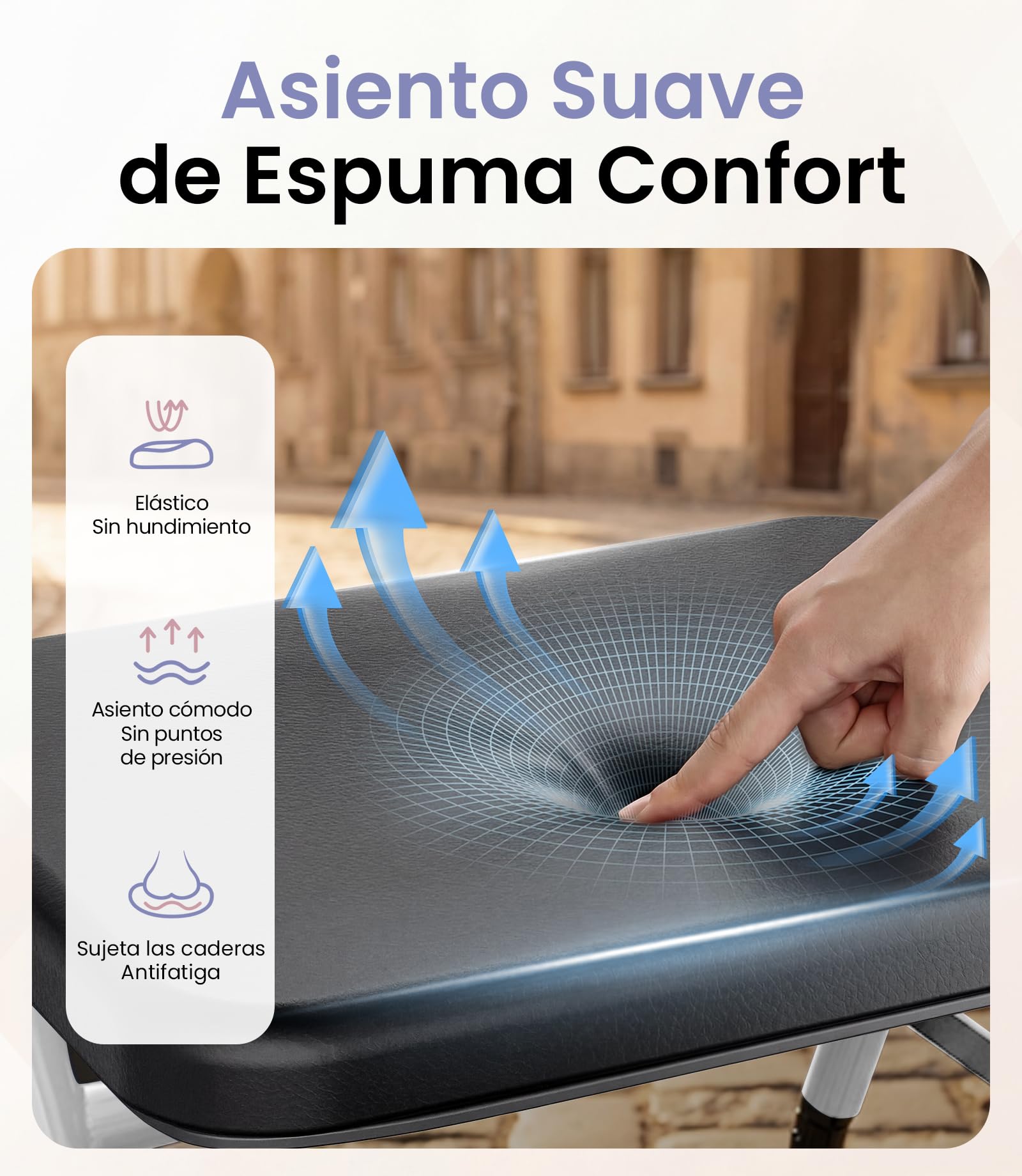 Andador para Ancianos con Asiento Plegable, Manillar y Asiento Regulables en Altura, Caminadores para Mayores, Ayuda para Caminar Ligera con Freno, Ruedas 8" Todoterreno, Plata Estelar