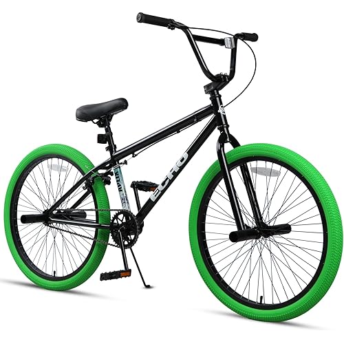 20 24 Inch Beginner BMX Bike Echo, High Tensile Steel Frame, Rear U-Brake, 4 Pegs, 85% Pre-Assembled, Unisex BMX Bicycle for Outdoor Riding