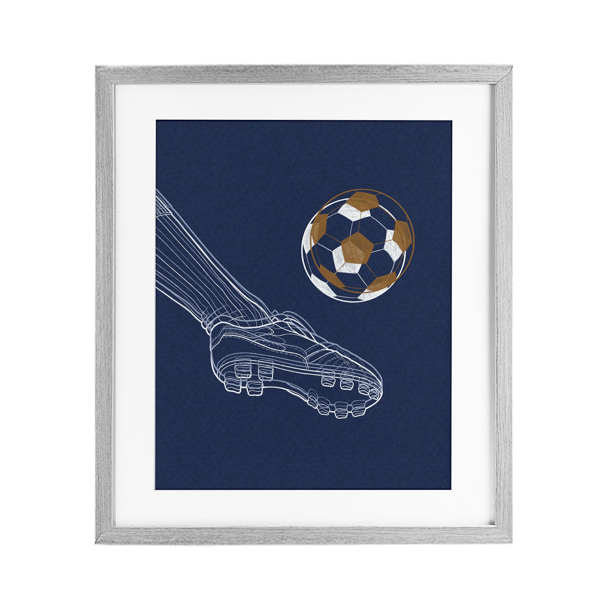 Stupell Industries Farmhouse Gray (Textured) 'Soccer Lines Contour'| Framed Print Under Glass