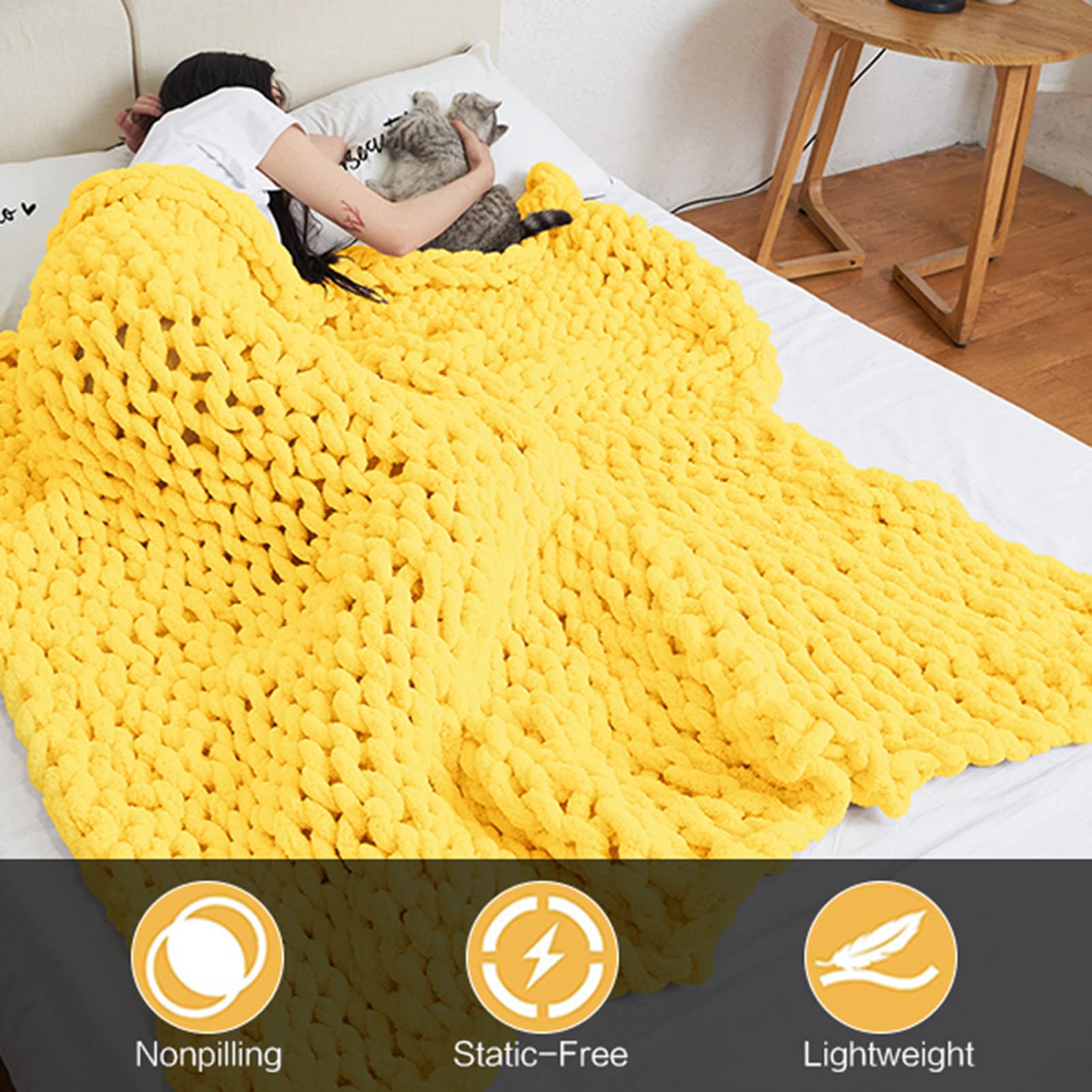 Coperta a Maglia Grossa Coperta in ciniglia Fatta a Mano Morbida ciniglia Coperta a Maglia Larga per Divano da Camera da Letto