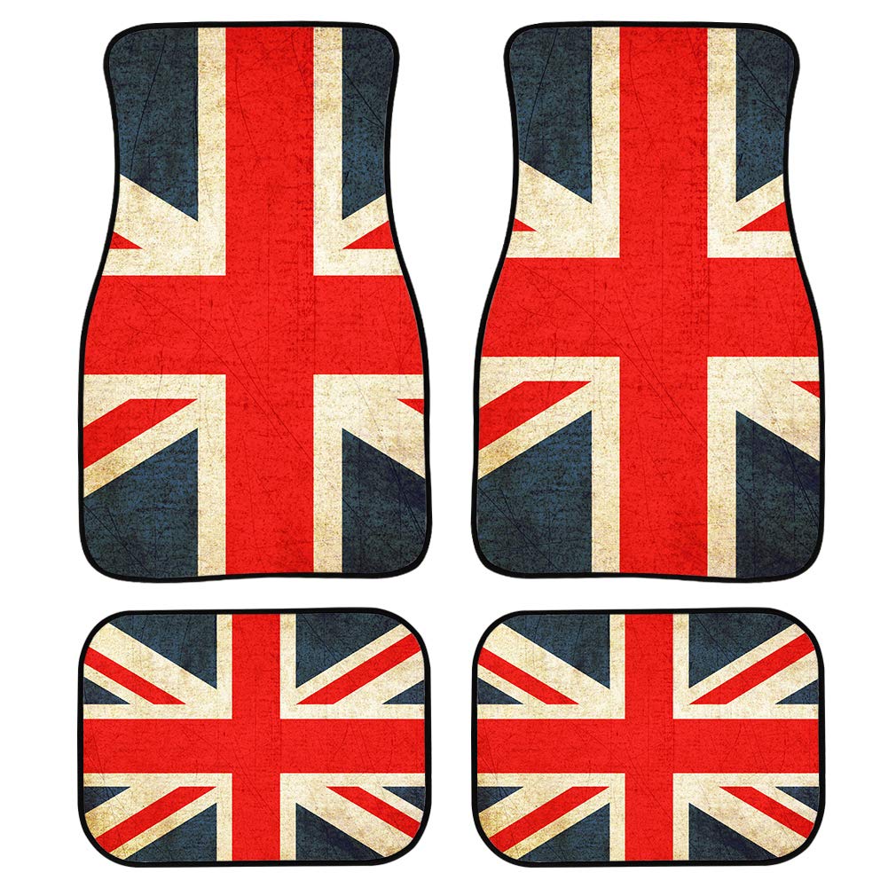 chaqlin Original 4pc Heavy-Duty Front & Rear Floor Mats for Women Car SUV Van & Truck - All Weather Protection Universal Fit UK Flag Pattern
