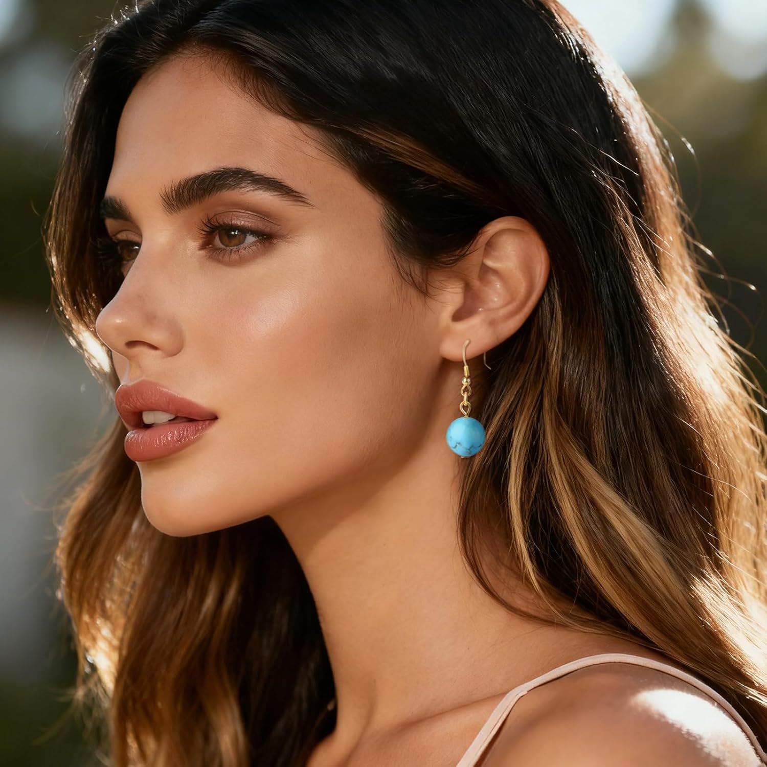 Crystal Earrings for Women Dangling Sterling Silver 10mm Round Natural Stone Earrings Crystal Dangle Drop Earrings Gemstone Earrings Christmas Gifts Jewelry Gift for Women - Image 3